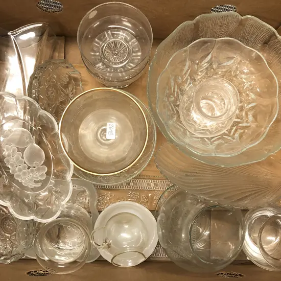 Box of Assorted Glass and Crystal incl Dessert Set