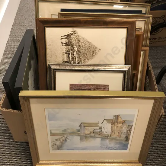 Box of Framed Works and Prints incl Bruce Lawrence