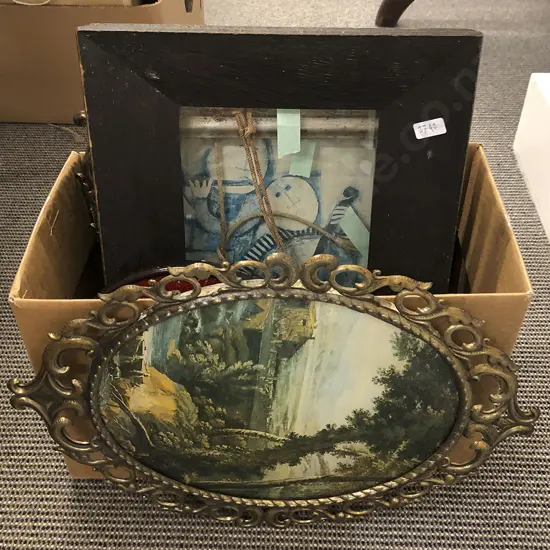 Box of Assorted Frames and Prints