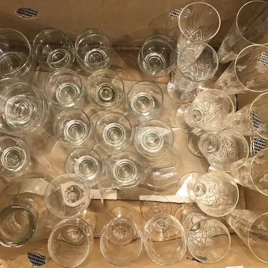 Box of Assorted Crystal and Glassware