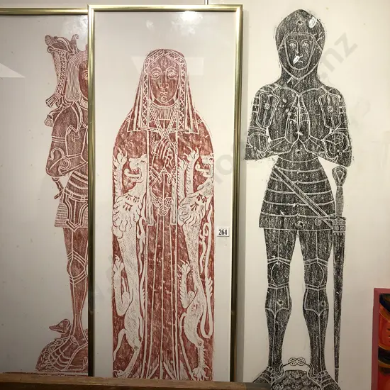 Three Framed Brass Rubbings