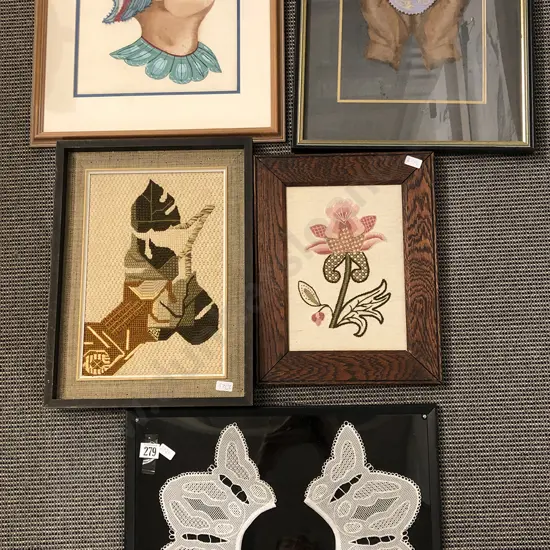 Five Framed Textile Works