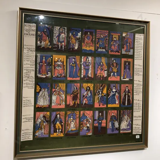 Framed Vintage Jacqmar Scarf Kings and Queens of England