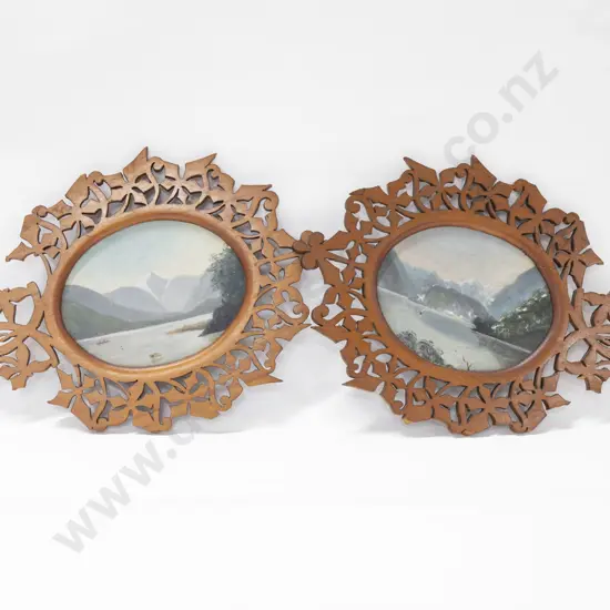 Two Colonial Oils of Lake Wakatipu in Fretwood Frames