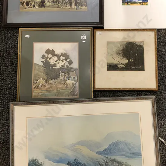Four Framed Prints and Originals and One Loose Work