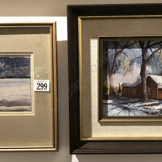 Ivy Copeland watercolour and Neil Bartlett Landscape oil on board