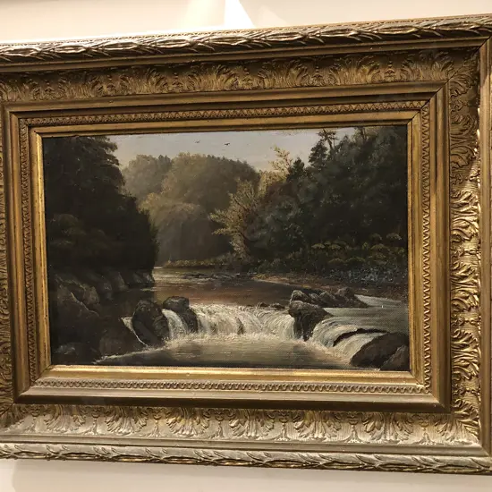 Gilt Framed Vintage River Landscape oi on board