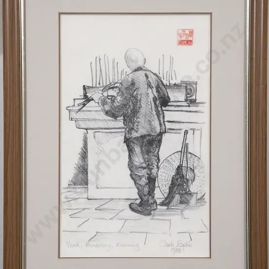 Carl Esplin 'Monk Monastery Kunming' Sketch