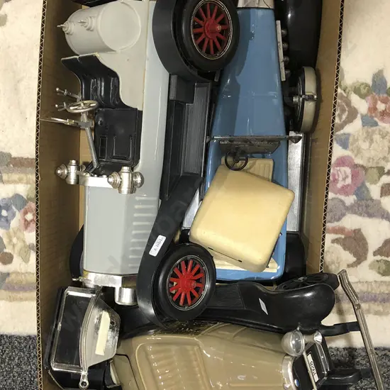 Three Jim Beam Car Form Decanters (empty a/f)