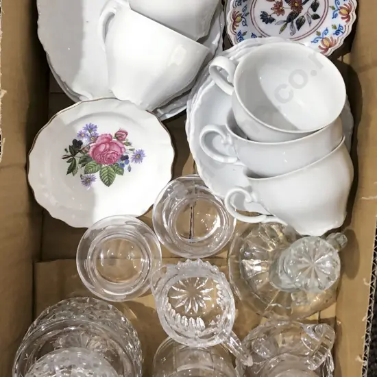Box of Assorted China and Crystal incl Stuart