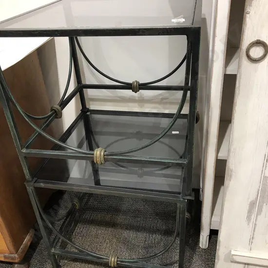 Pair of Wrought Iron Glass Top Coffee Tables