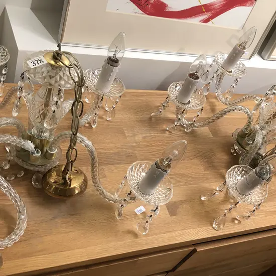 Pair of Vintage Crystal Chandeliers (one a/f)