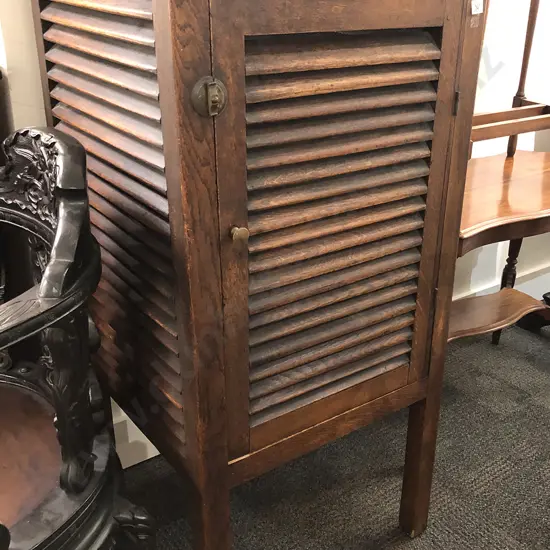Edwardian Oak Louvre Sided Food Cupboard