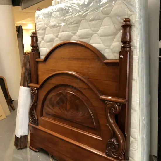 Victorian Mahogany Three Quarter Bed and Mattress (slat base) 183 x 134cm