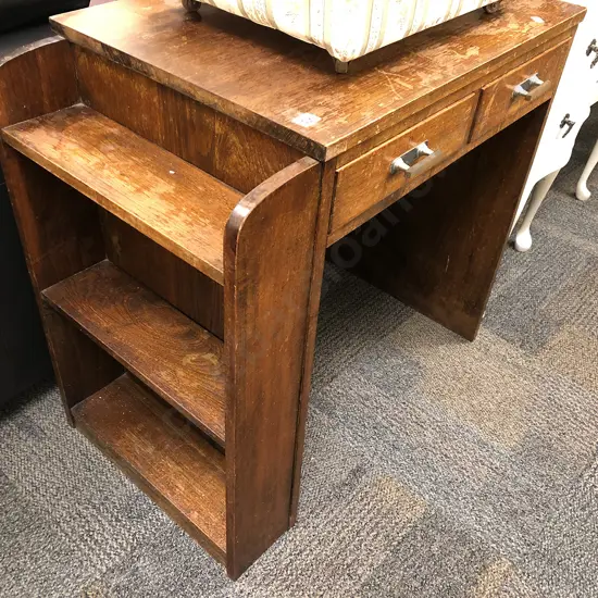 Art Deco Oak Bookcase Desk