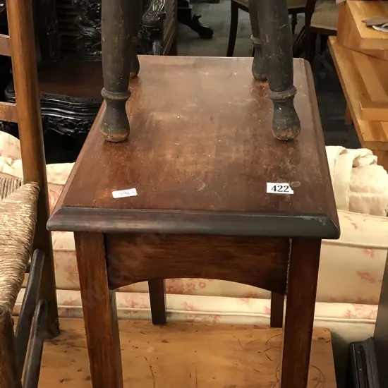 Side Table and Painted Footstool (borer)