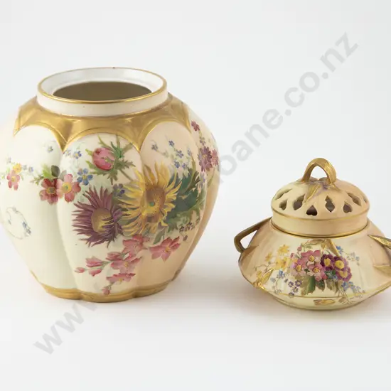 Two Royal Worcester Pot Pourri Vases