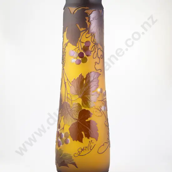 Galle Style Acid Etched Glass Vase