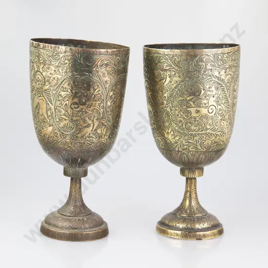 Pair Of C19th Indian Brass Goblets