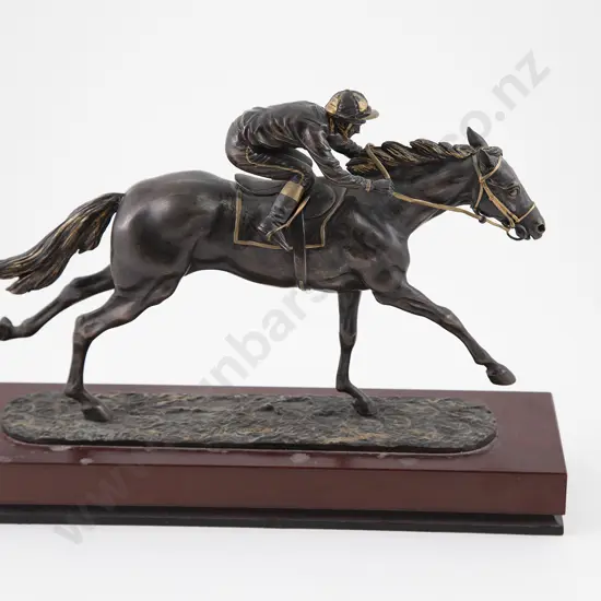 Bronze Racehorse & Jockey by R Cameron