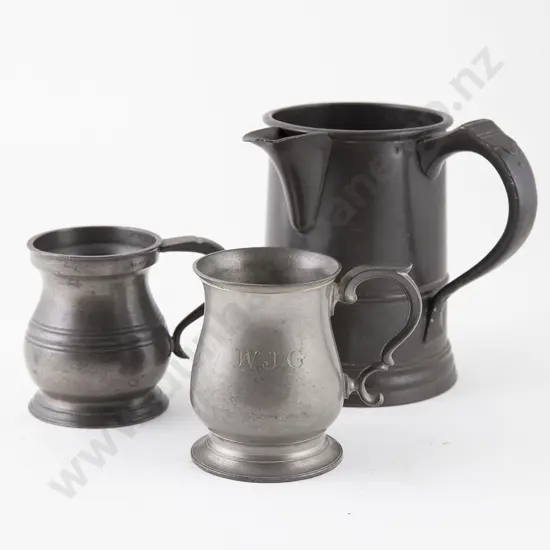 Victorian Pewter Quart Tankard