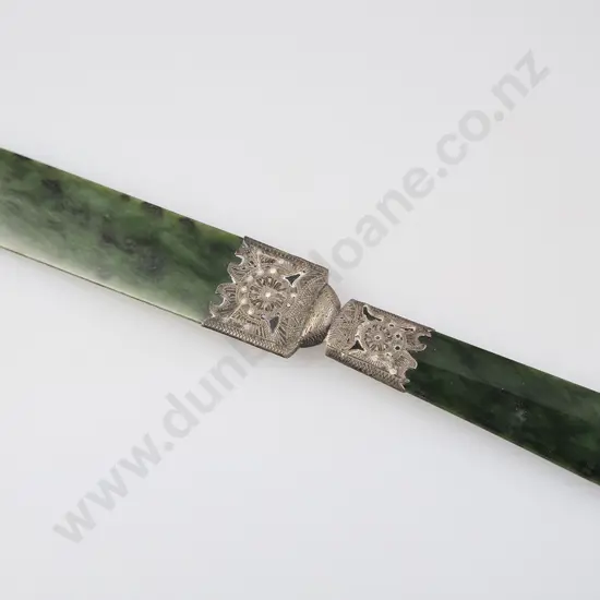 NZ Colonial Greenstone Silver Mounted Paper Knife