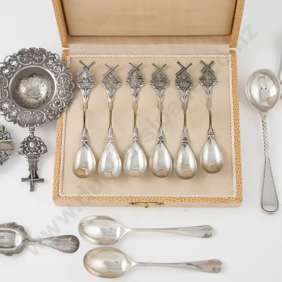 Cased Set Of Six Dutch Silver Teaspoons