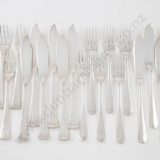 Set Of Twelve Dutch Silver Fish Knives & Twelve Forks