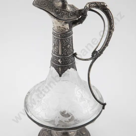 Fine C19th French Silver & Engraved Glass Aiguiere Claret Jug