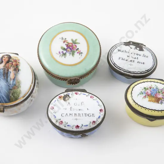 Three Geo III Bilston & Battersea Enamel Patch Boxes