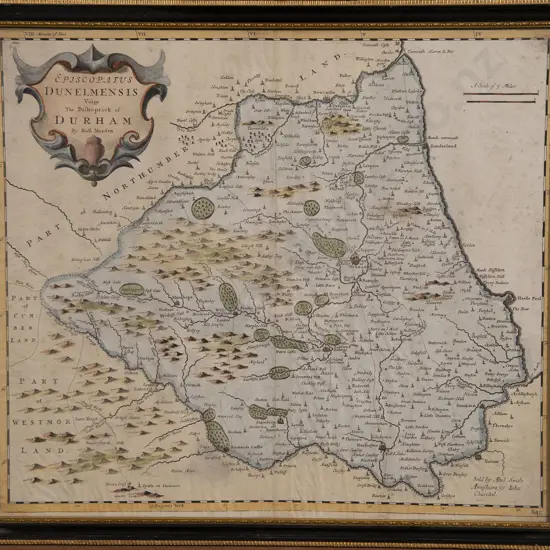 C17th Map Episcopatus Dunelmensis (Durham) By Robert Morden