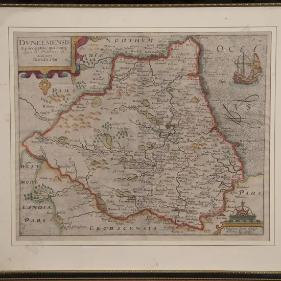C17th Map Dunelmensis (Durham) by Saxton