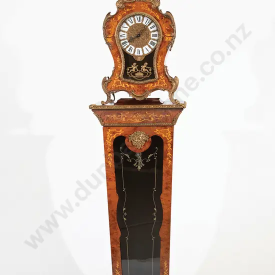 Louis XIV Style Walnut Marquetry Ormolu Bracket Clock on Stand