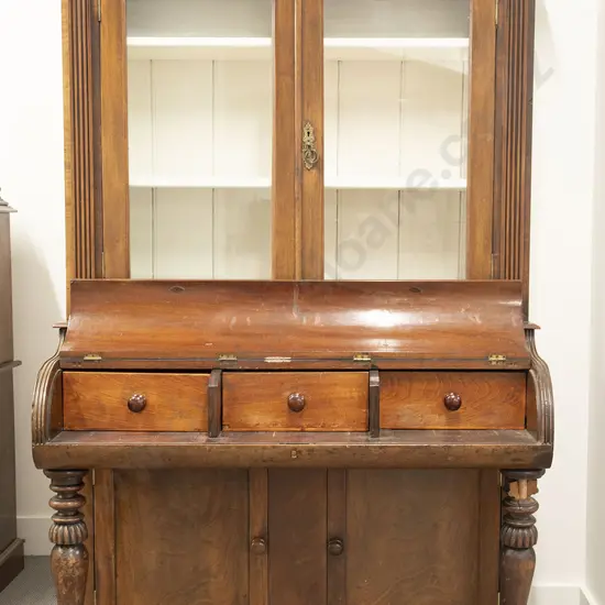 Late Victorian Cottage Writing Desk Bookcase