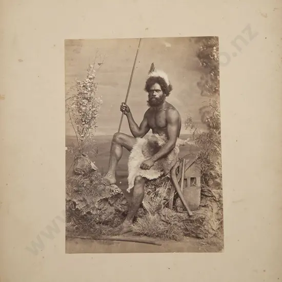 John William Lindt (1845-1926) Albumen Photograph Of A Bearded Aboriginal Man