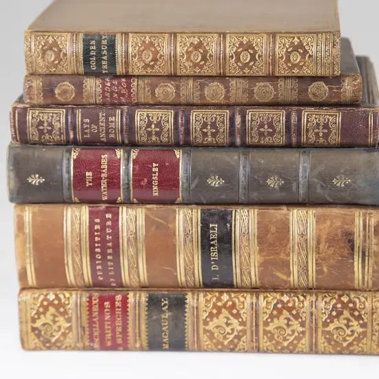Six 19th & Early 20th Century Finely Leather Bound Literary & Poetical Volumes