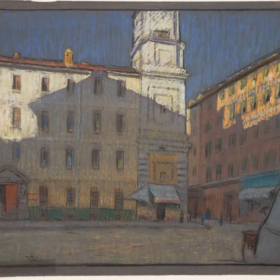 John Weeks (1888-1965) - Untitled (European Moonlit City Scene)