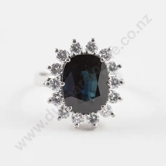 18ct 15stone Sapphire and Diamond Cluster Ring