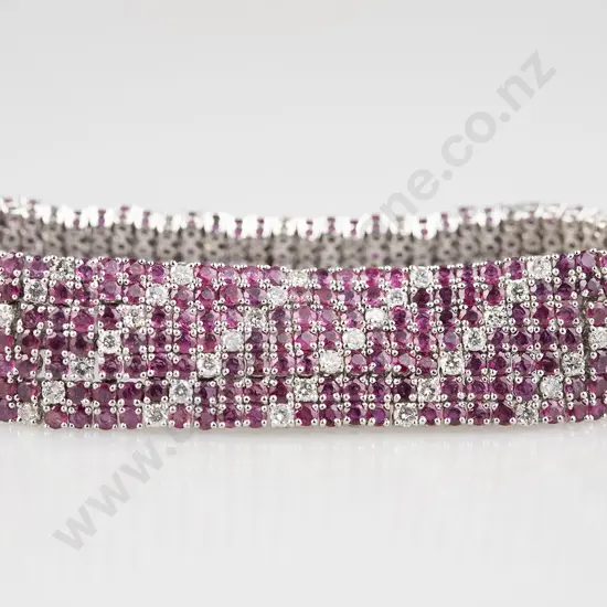 All Platinum Ruby and Diamond Bracelet