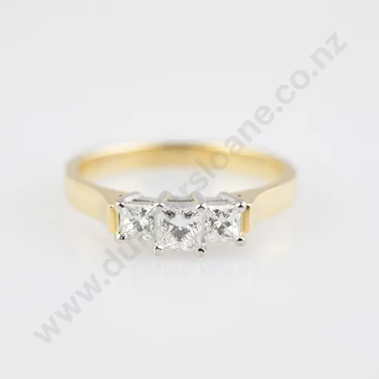 18ct Three Stone Diamond Bridge Ring