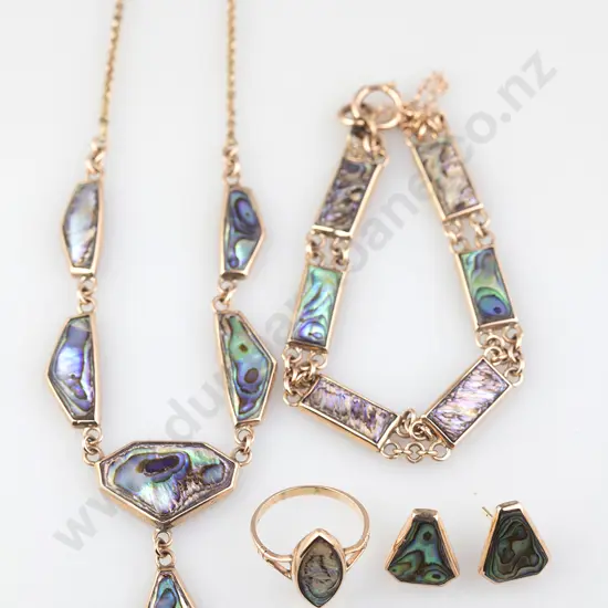 NZ 9ct Paua Jewellery Suite