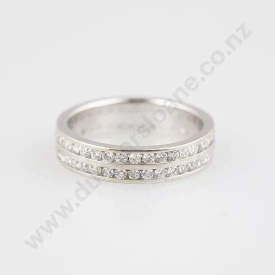 18ct White Gold 74stone Diamond Double Band Eternity Band