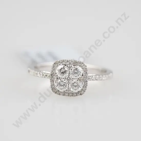 18ct White Gold 55stone Diamond Cluster Ring
