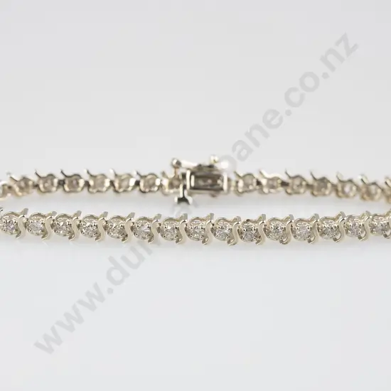 14ct White Gold 39stone Diamond Tennis Bracelet