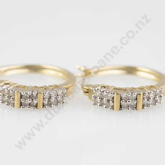 Pair 10ct Diamond Hoop Earrings