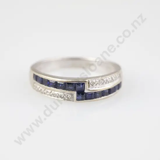 18ct White Gold 26stone Sapphire and Diamond Band Ring