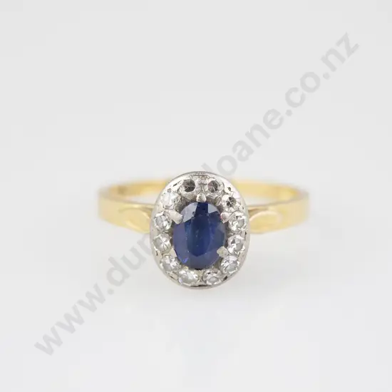 18ct & Platinum 13stone Sapphire & Diamond Cluster Ring