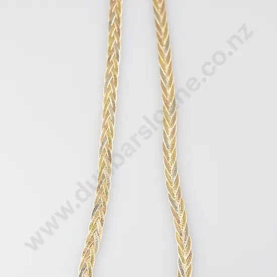 18ct Tri-colour Gold Flat Link Necklace