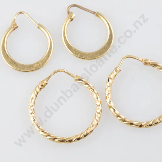 Two Pair 18ct Hoop Earrings