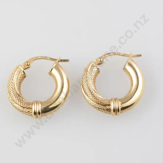 Pair 9ct Double Ring Pendant Earrings